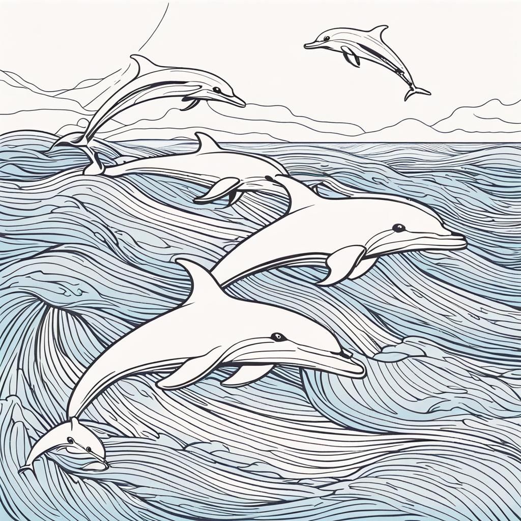 dolphins, line art