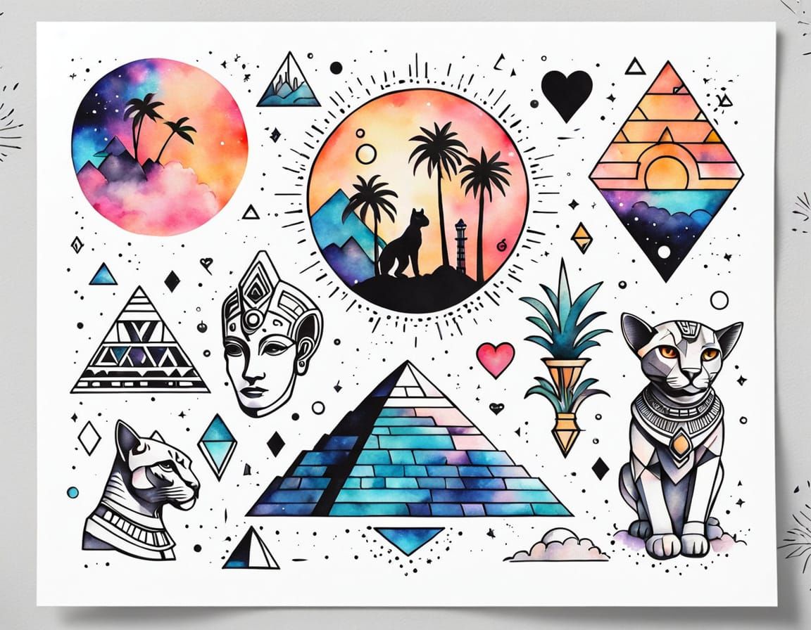 Ancient Geometric Tattoo Sheet