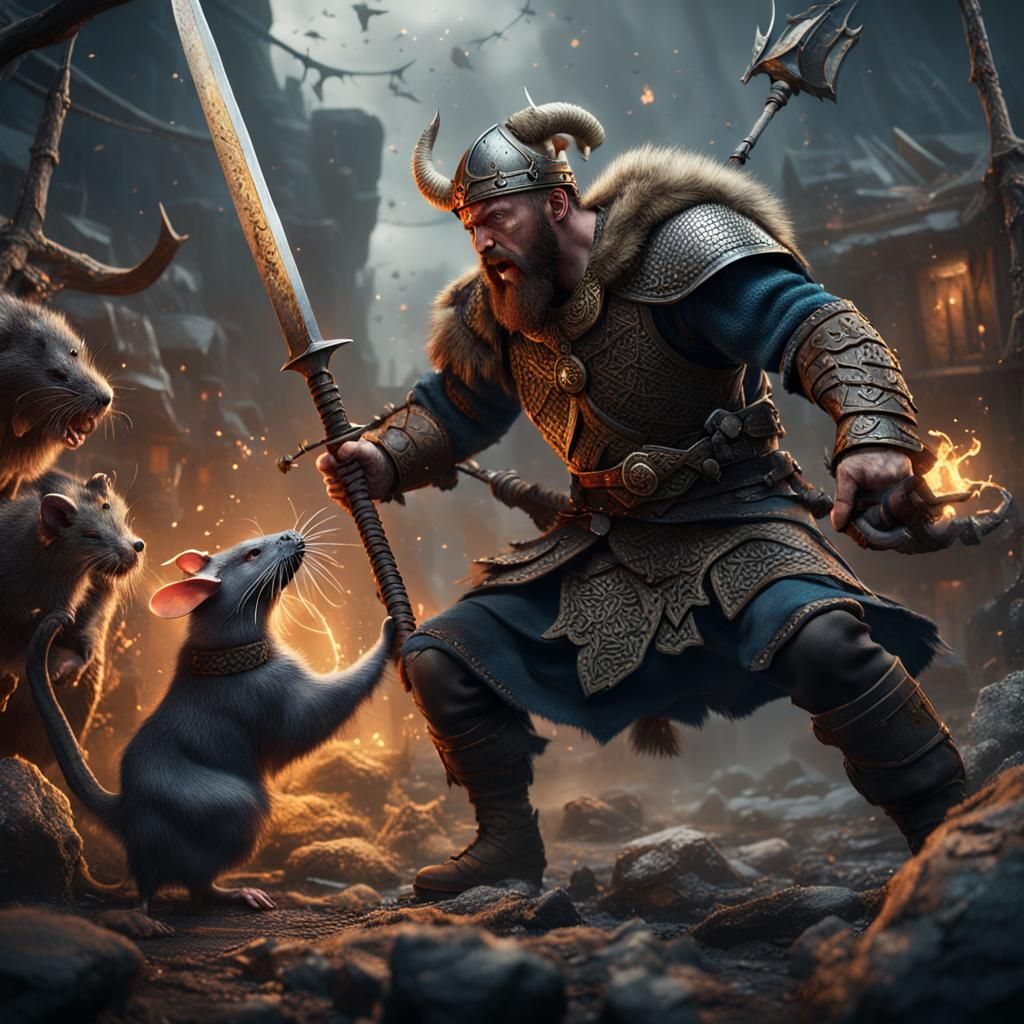 A viking warrior fights a Rat King - AI Generated Artwork - NightCafe ...