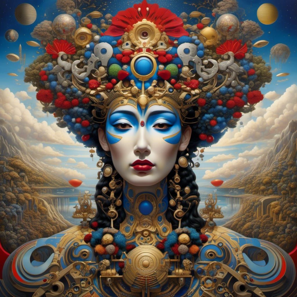 <lora:Mindfulness:1.0> hyperdetailed, ancient Hawaii, surreal tattooed Polynesian head painting, 8k resolution. Inside a Polynesian head hol...