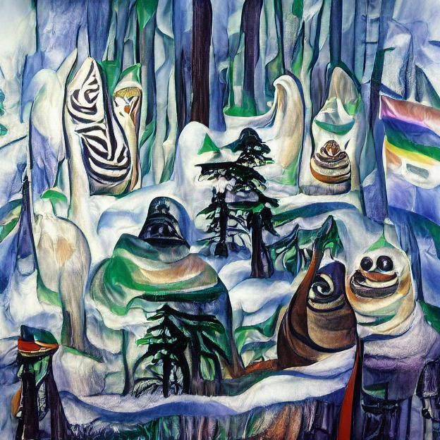 Snowmen in a magical forest