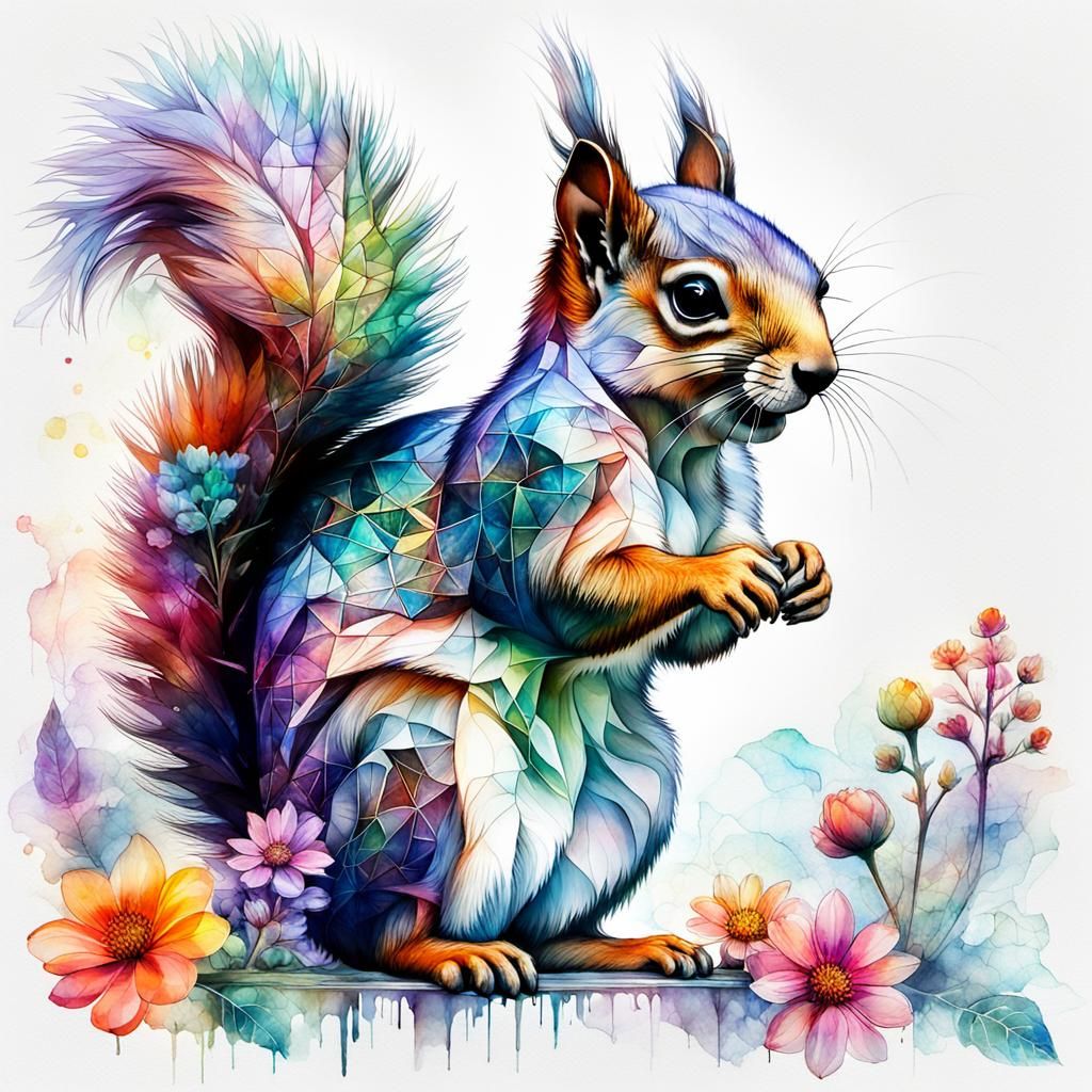 A squirrel among flowers - AI Generated Artwork - NightCafe Creator