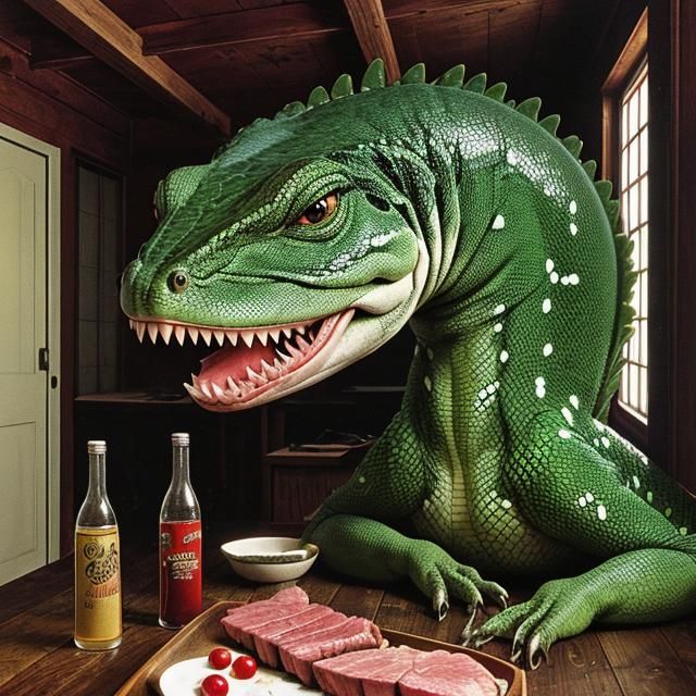 Lizardman in His Kitchen, 1975