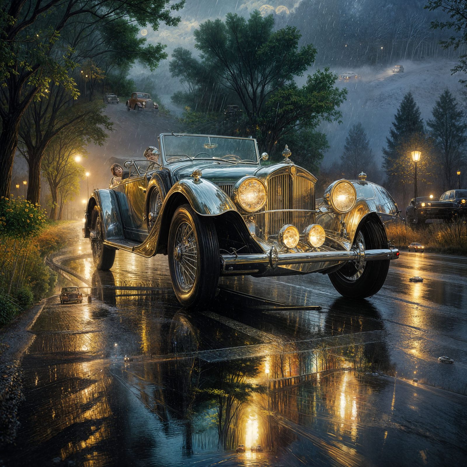 Moonlit Chrome: A Romantic Escape  by @Raihan