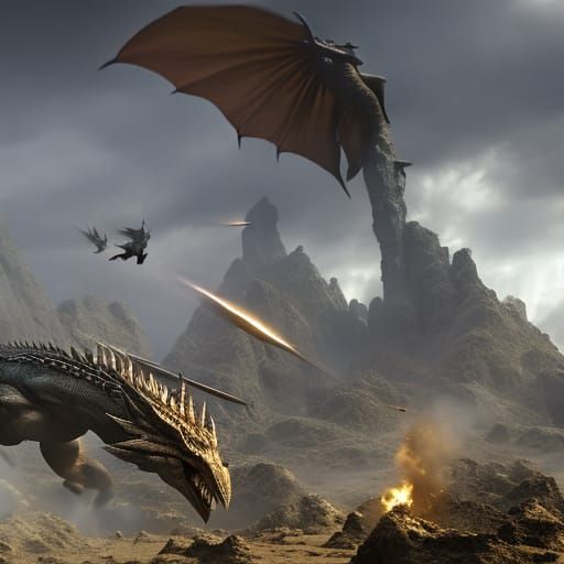 massive battle of dragons and wyverns - AI Generated Artwork ...