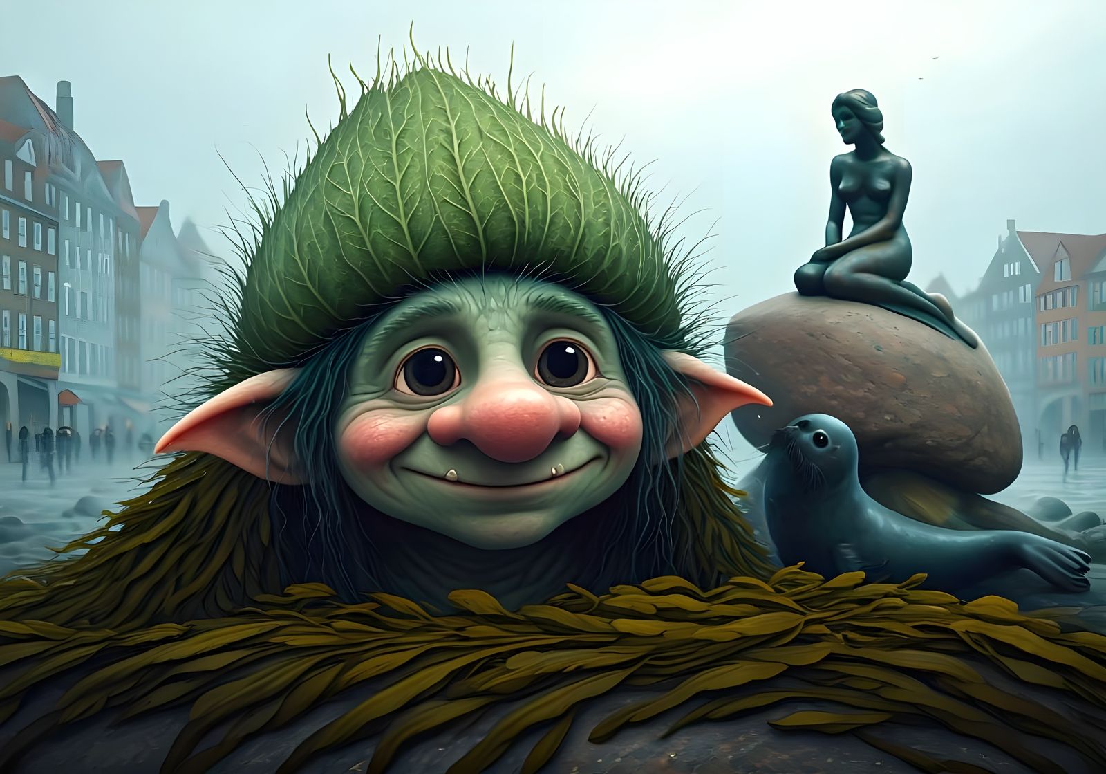 Troll Guardian of the Little Mermaid statue  by @Gary Murakami