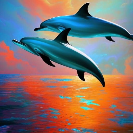 dolphins ; aquatic life ;

triadic colors ; saturated colors...