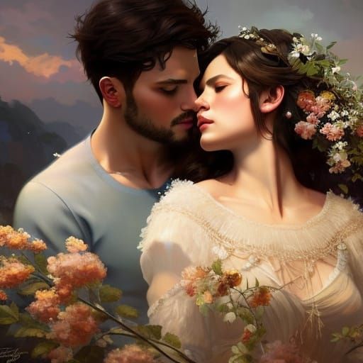 Romantic passionate young couple in love.   by @Catherine Chittenden