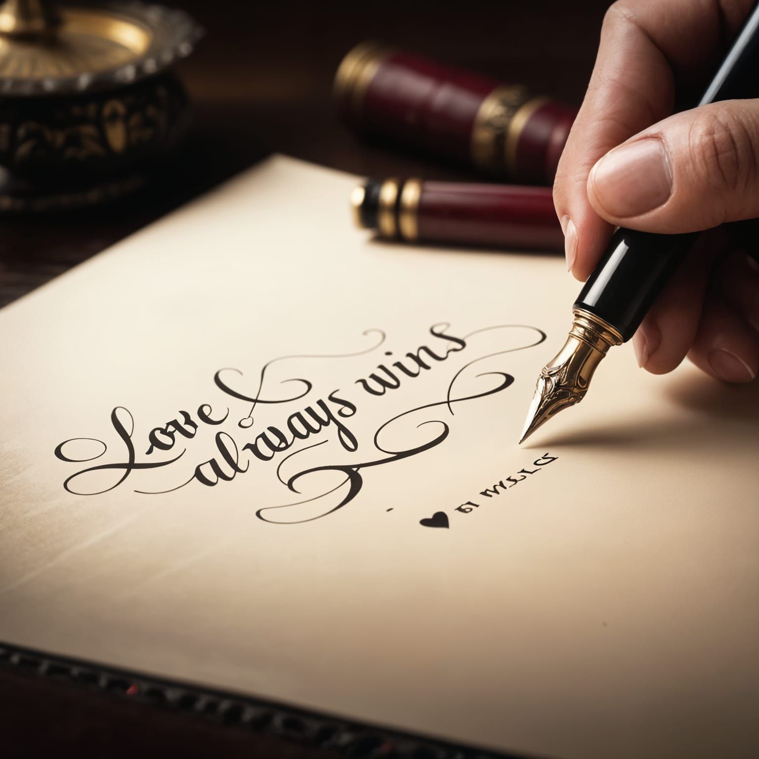 Calligraphic Love Wins Message with Fountain Pen