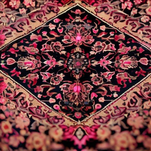 Square Dark Pink Rose Persian Carpet