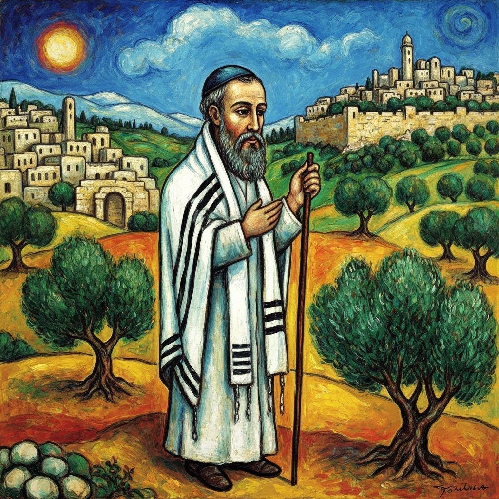 Rabbi Akiva in Historic Jerusalem as Chagall Painting