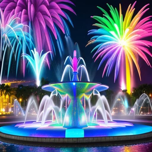 Magic Fountain vivid colors holographic