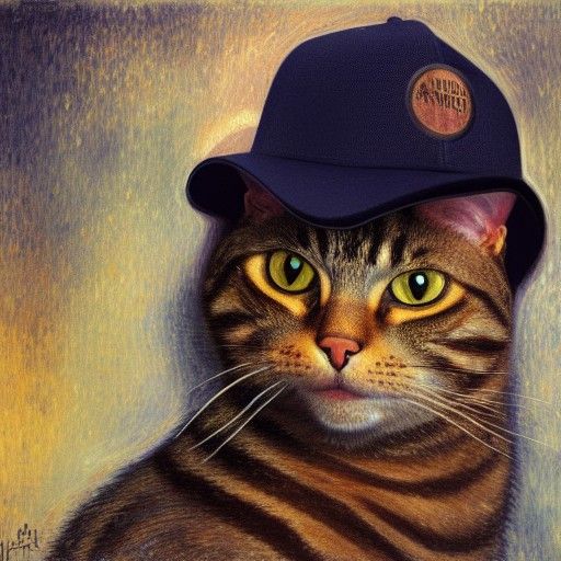 My cat wearing a trucker hat