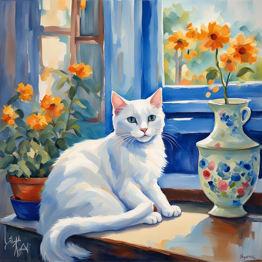 A beautiful white cat