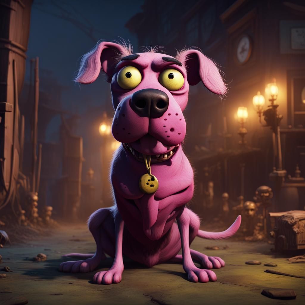 Dog in the style of courage the cowardly dog