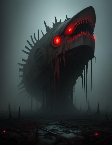 A nightmare fueled shark police car hybrid macabra disquietu...