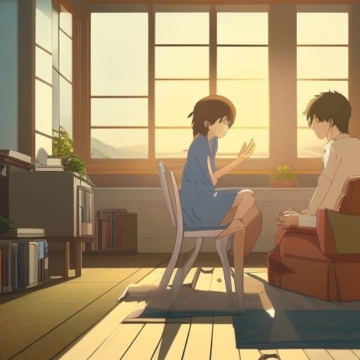mother and father talking in living room