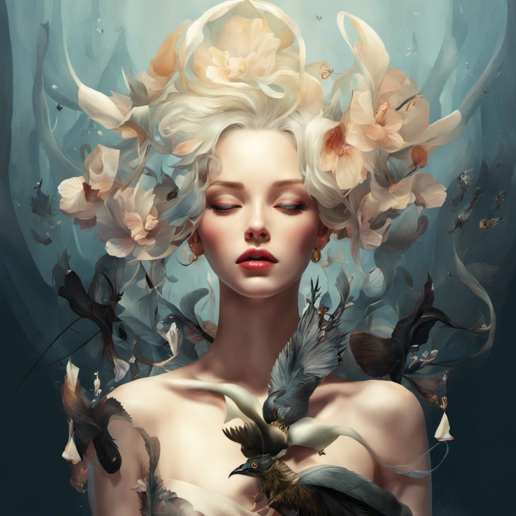 Lady of the birds - AI Generated Artwork - NightCafe Creator