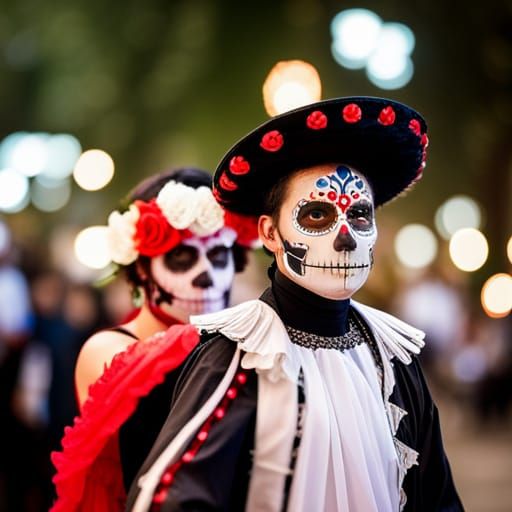 Día de los Muertos man and woman dancing in costume Día de los Muertos ...