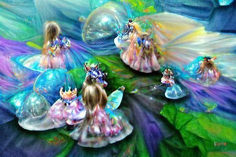 Fairy princesses dancing in ball gowns
