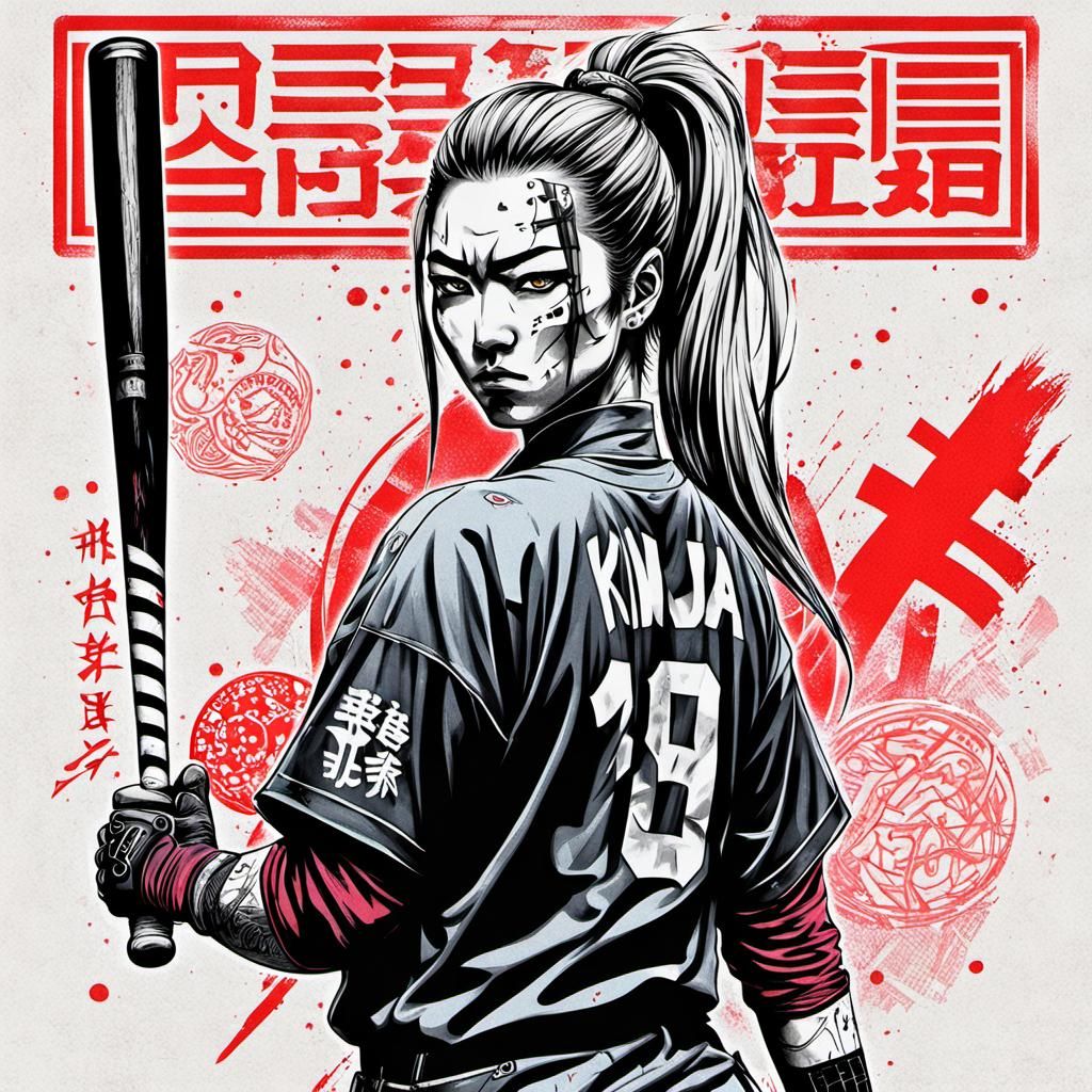 manga baseball player, ponytail hair, perfect body, fitness body, baseball clothes  by @MonikaW