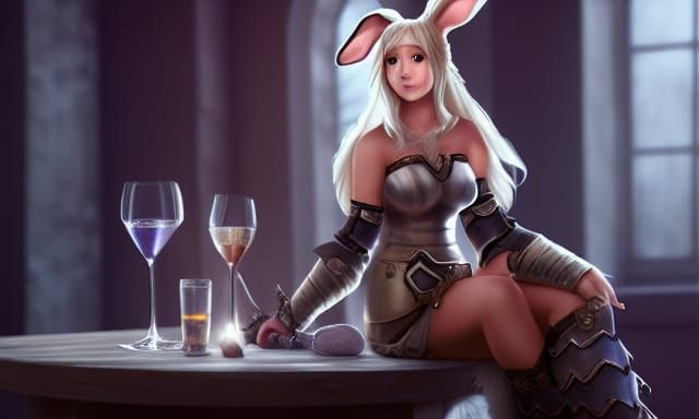 bunny girl drinking at the inn