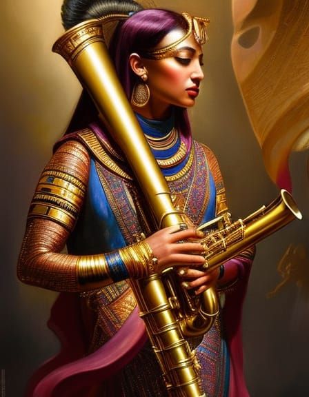 Egyptian Woman playing the Three Finger Saxumpet