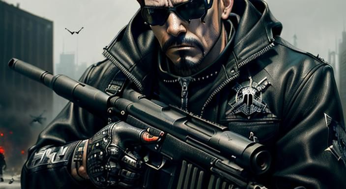 ( Bad To the Bone:1.3) /(bad man with gun:1.4) /  (by WLOP, ...
