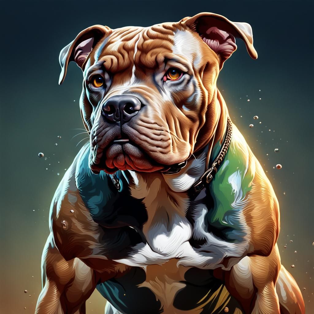 A realistic Pit bull version of Mike Tyson