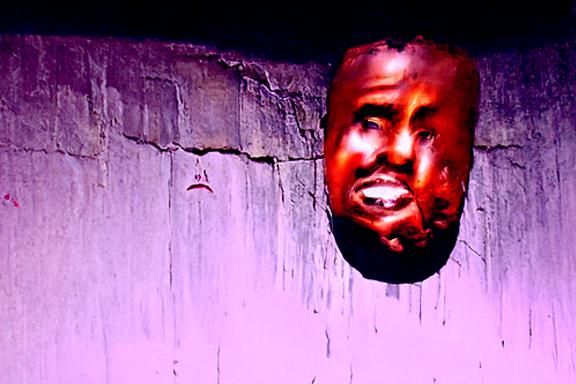 kanye west’s face sliding down the wall