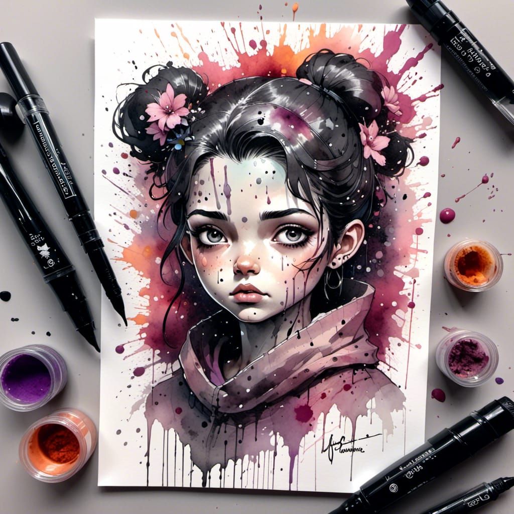 ink splatter, paper, <lora:Unreal InkArchive XL:1.0>