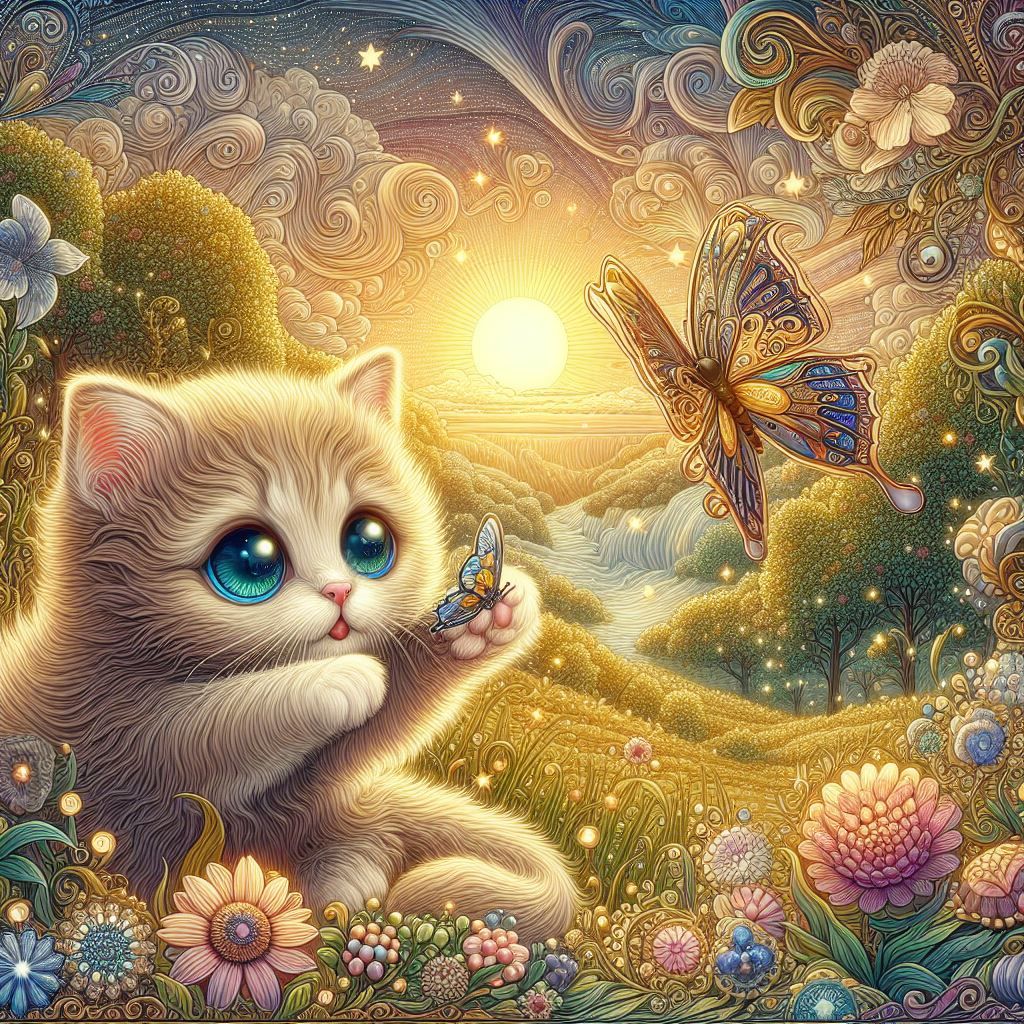 Kitty caught a butterfly...!