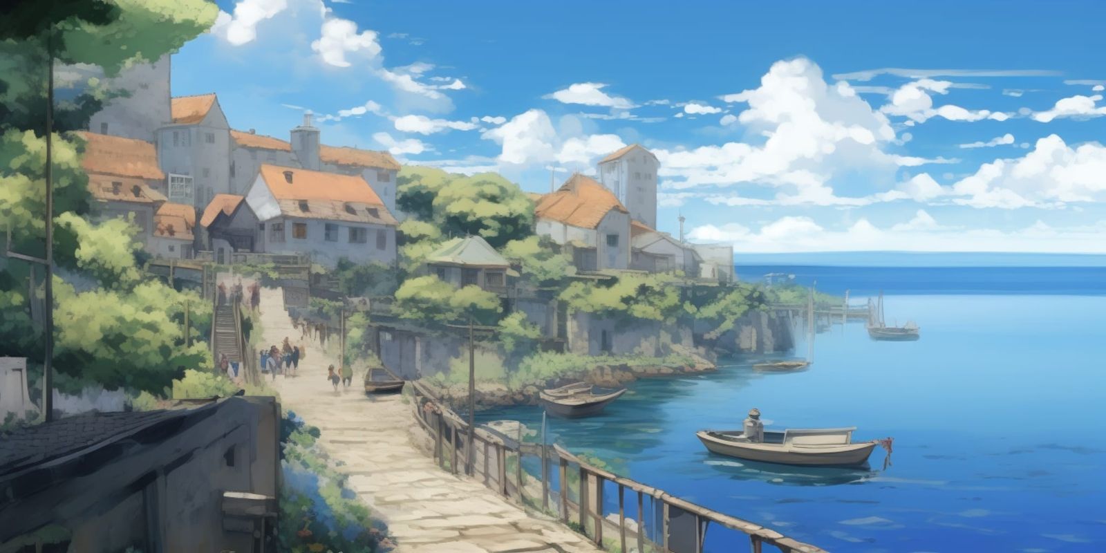 Набережная приморского городка...