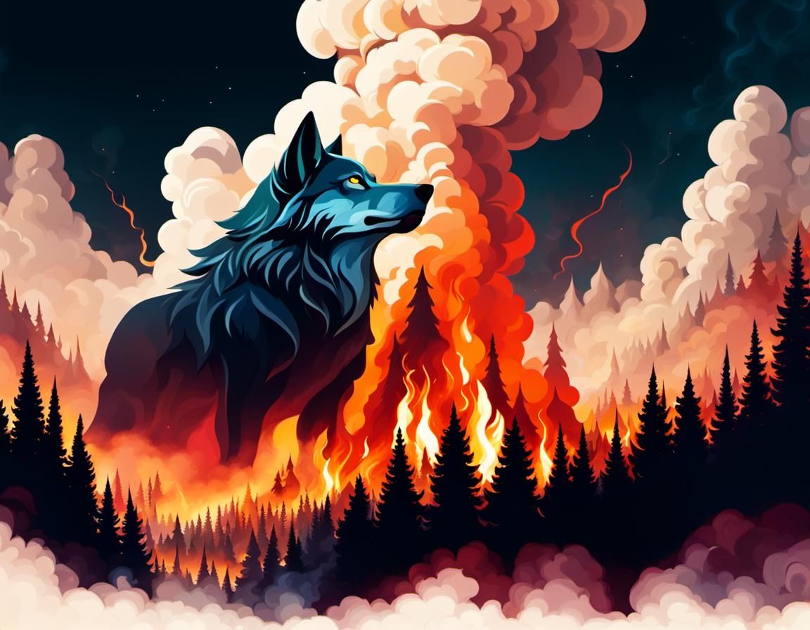 Wolf-shaped Plume Of Smoke I