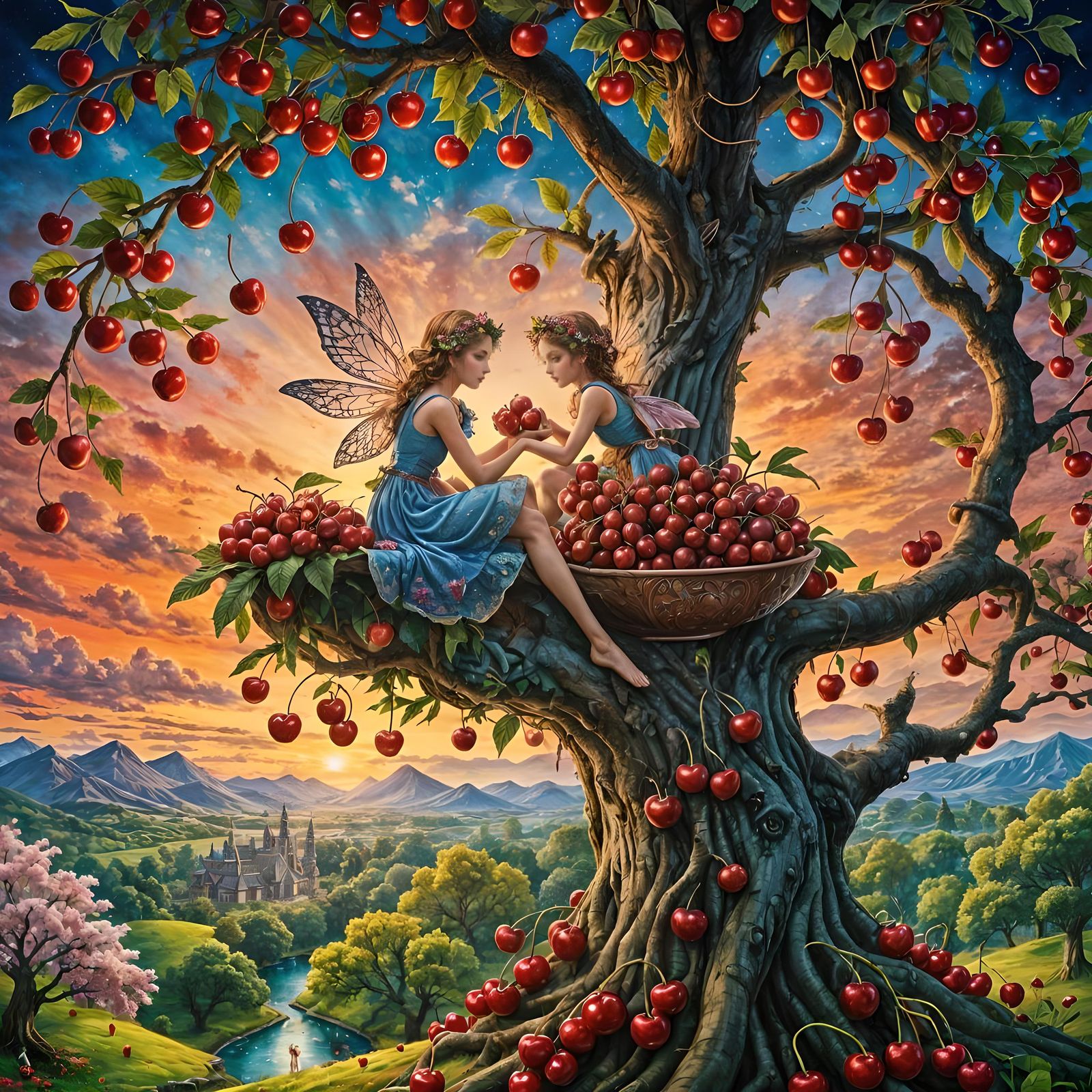 Cherry fairies hard at work  by @Queen Of Denial