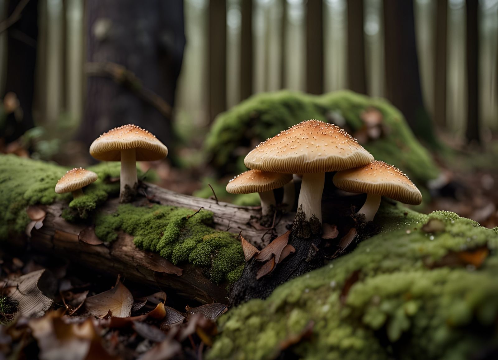 Mushrooms growing on a trunk