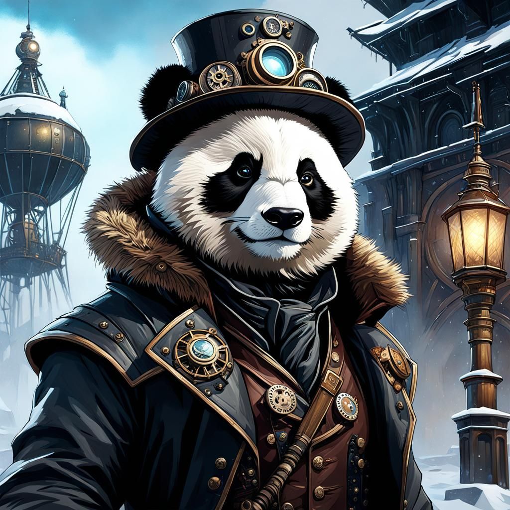 The steampunk traveller has travelled far.  by @ShuruAI