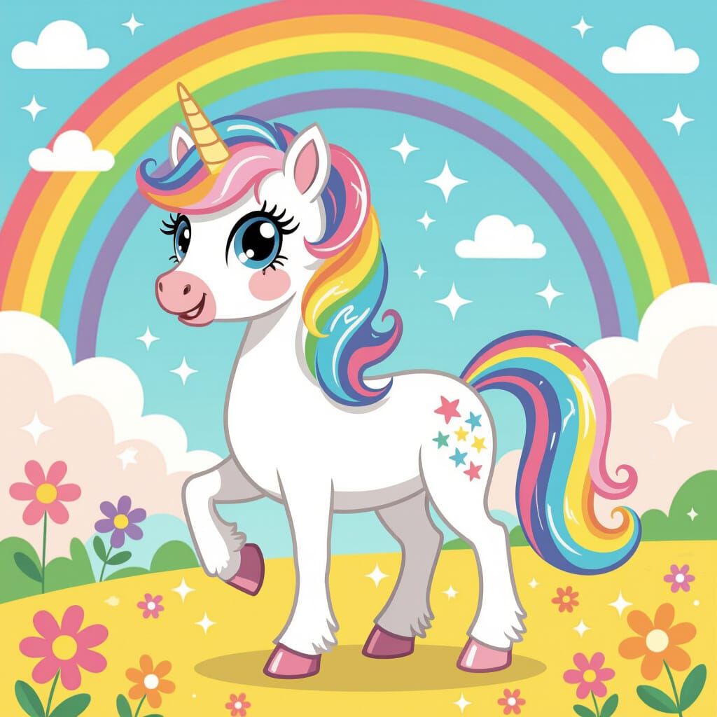 Rainbow Unicorn: A Fantastical AI Creation