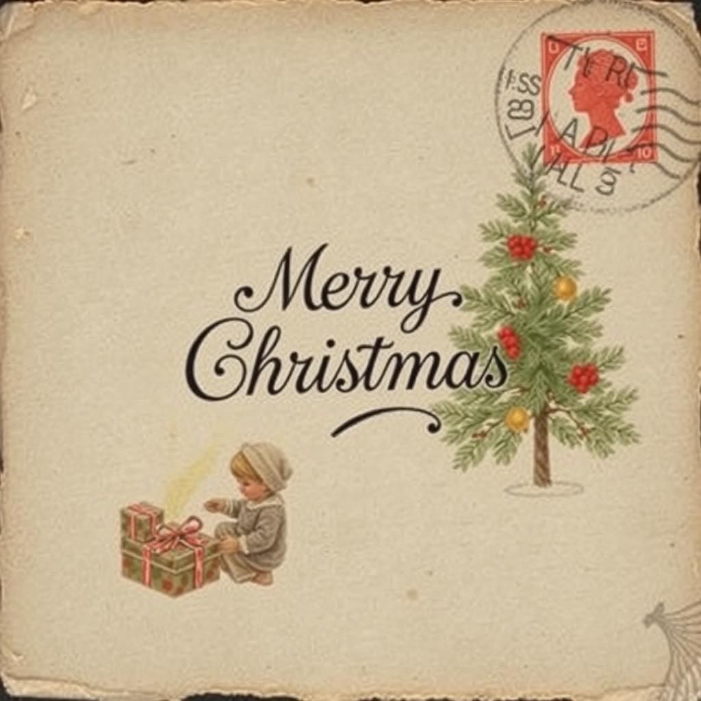 Antique Postcard with stamp, worn edges, vintage, Christmas with art from 1920's Enchanting and heartwarming ...  by @Morning Dawn