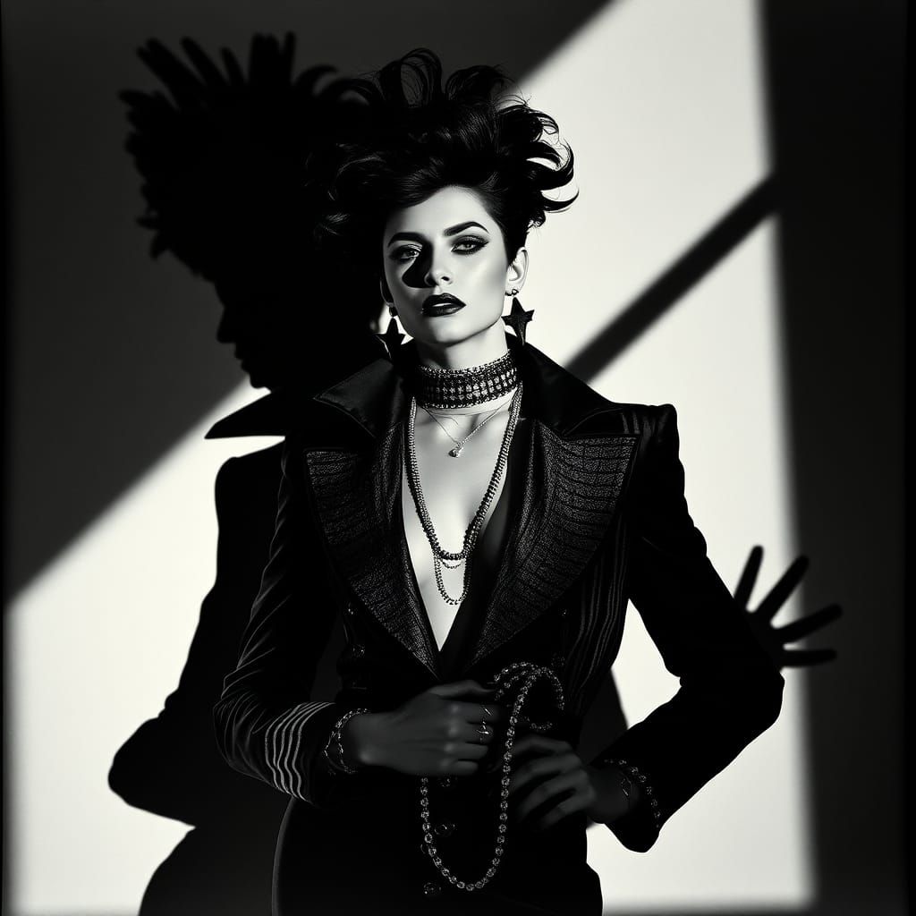 Create a black and white photogram-style image inspired by a...