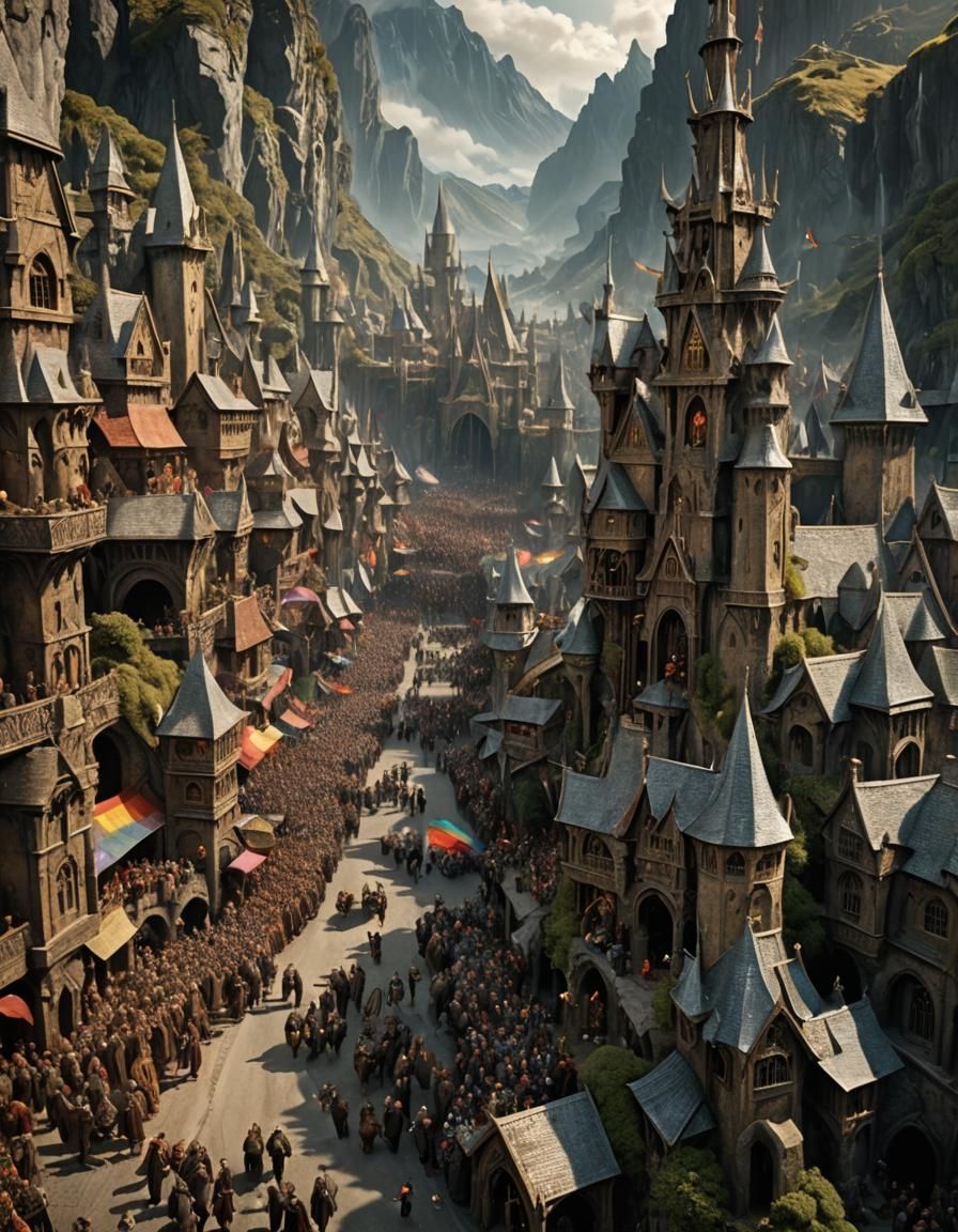 Fantasy gay pride parade middle earth
