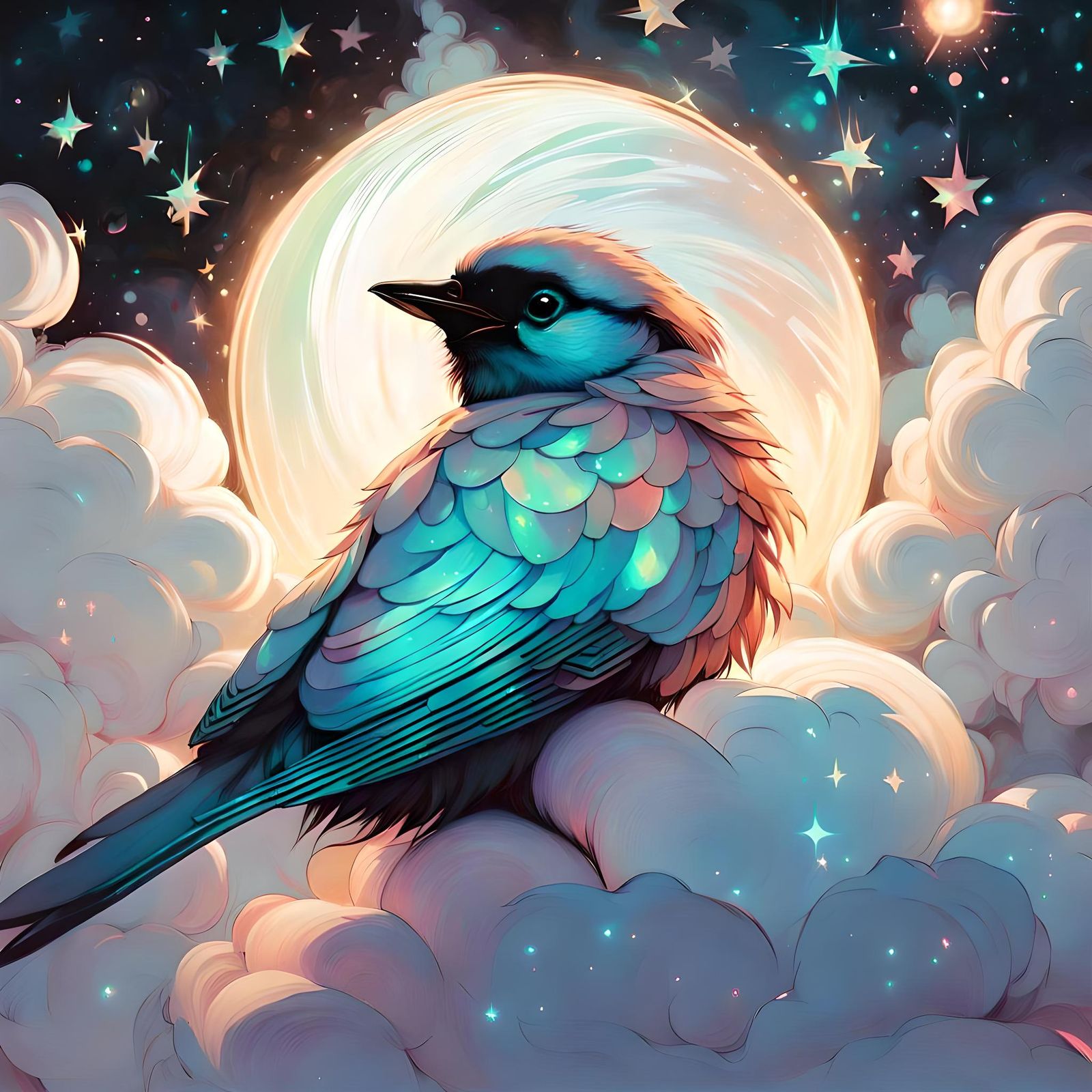 Iridescent Lune Bird  by @Shelly