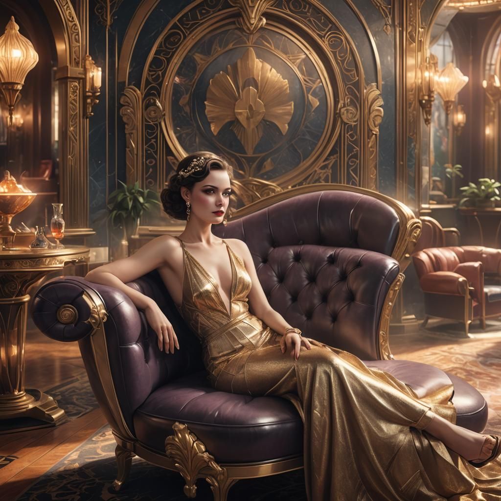 Opulent art deco, smooth textures, Digital painting, Artstat...