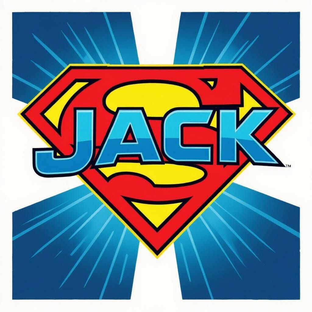 Superman logo with the name Jack across the front in blue