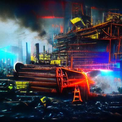 collapse of the steel industry #film 8K 3D 8k resolution concept art glowing neon beautiful film noir filmic
