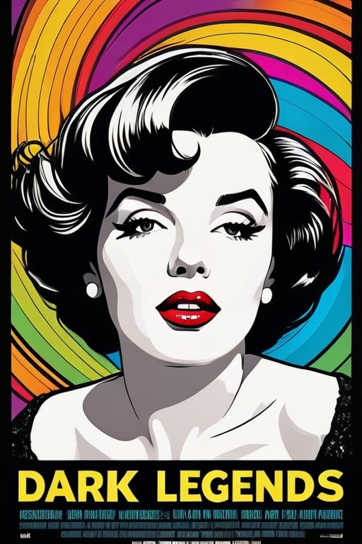 Movie poster in 50's 60's style, Dark Marilyn Monroe