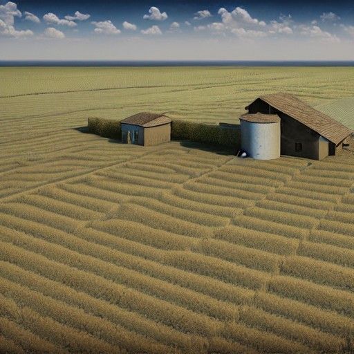 Matte, Flour mill in the middle of a grain field,  4k, high ...
