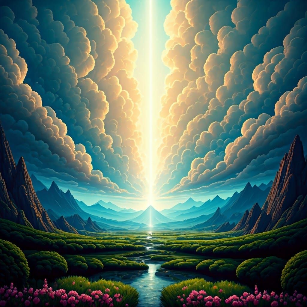 Ethereal Neo-Mystic Landscape Painting