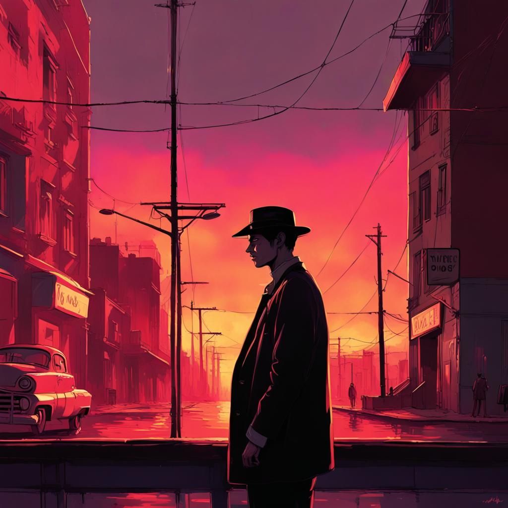 Night falling in the city.