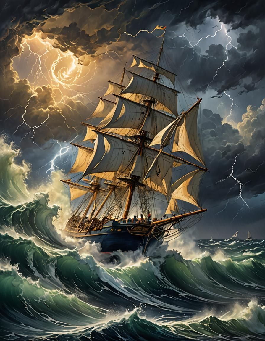 Sailboat battles Storm  by @ADiCCted